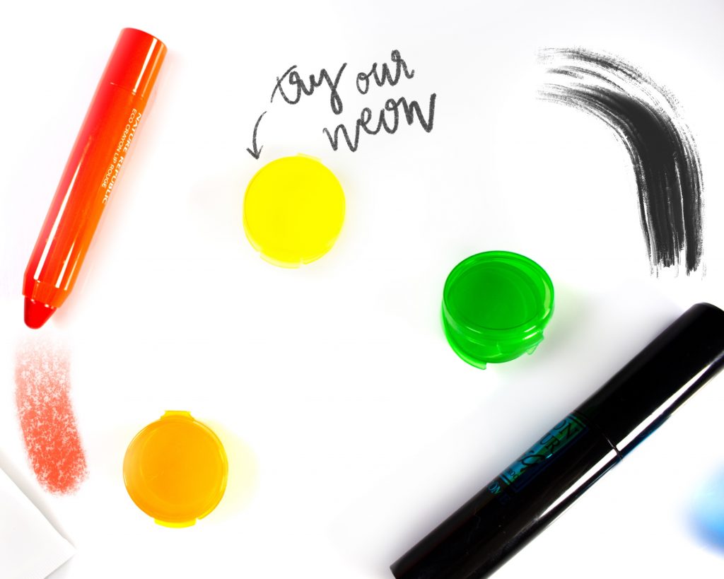 Lacons Beauty Color Plastic Neon Containers with Cosmetics